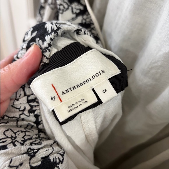 By Anthropologie Printed Midi Dress - Size 2X - white /black floral - Picture 8 of 10